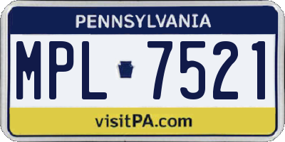 PA license plate MPL7521