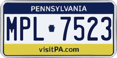 PA license plate MPL7523