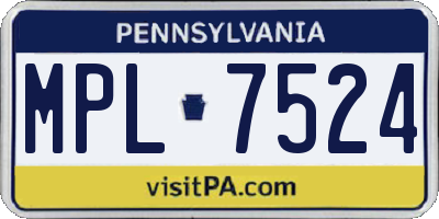 PA license plate MPL7524
