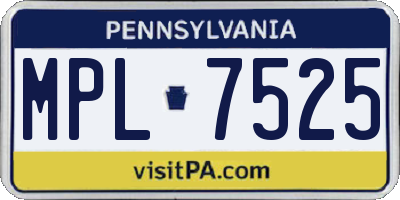 PA license plate MPL7525