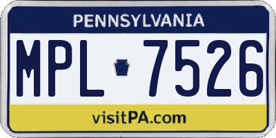 PA license plate MPL7526