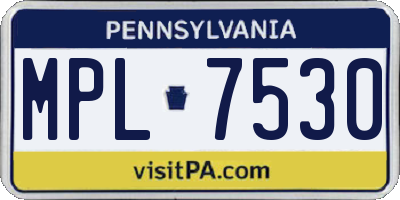PA license plate MPL7530