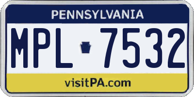 PA license plate MPL7532