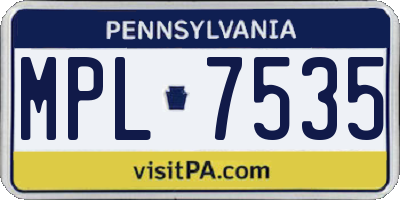 PA license plate MPL7535