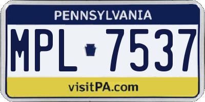 PA license plate MPL7537