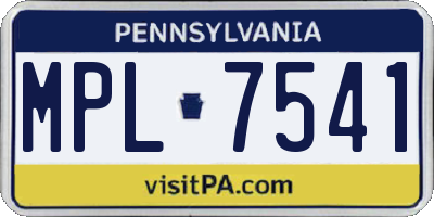 PA license plate MPL7541
