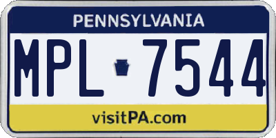 PA license plate MPL7544