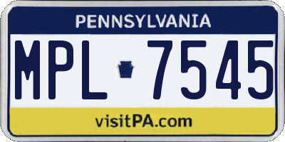 PA license plate MPL7545