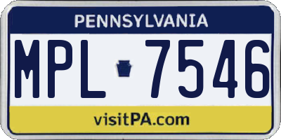PA license plate MPL7546