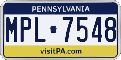 PA license plate MPL7548