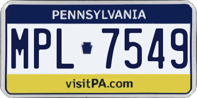 PA license plate MPL7549