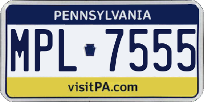 PA license plate MPL7555
