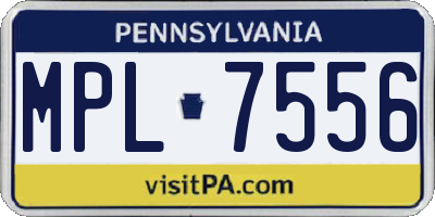 PA license plate MPL7556