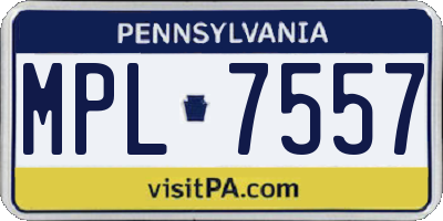 PA license plate MPL7557