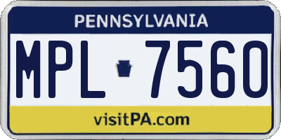 PA license plate MPL7560