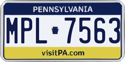 PA license plate MPL7563