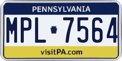PA license plate MPL7564