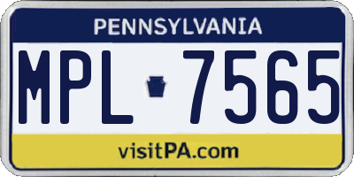 PA license plate MPL7565
