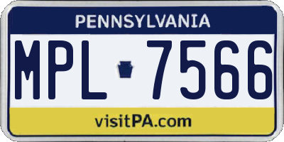 PA license plate MPL7566