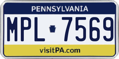 PA license plate MPL7569