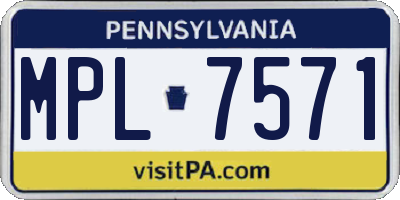 PA license plate MPL7571