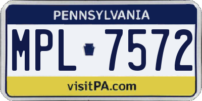 PA license plate MPL7572