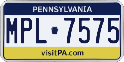 PA license plate MPL7575