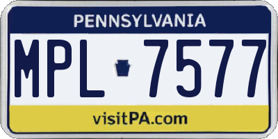 PA license plate MPL7577