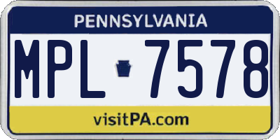 PA license plate MPL7578