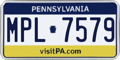 PA license plate MPL7579