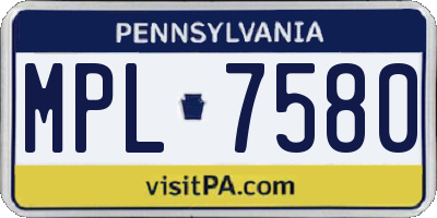PA license plate MPL7580