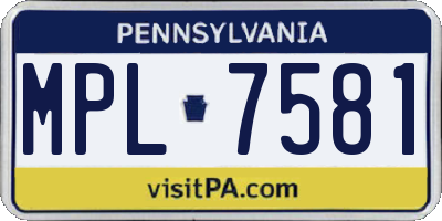 PA license plate MPL7581