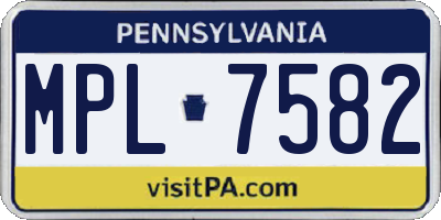 PA license plate MPL7582