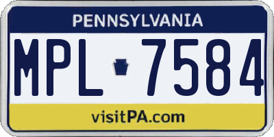PA license plate MPL7584