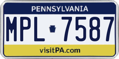 PA license plate MPL7587