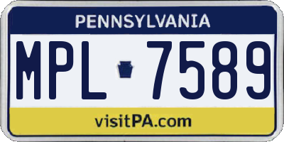 PA license plate MPL7589