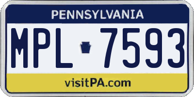 PA license plate MPL7593