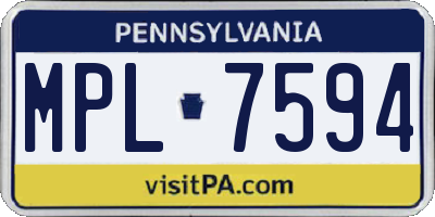 PA license plate MPL7594
