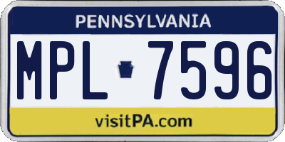 PA license plate MPL7596