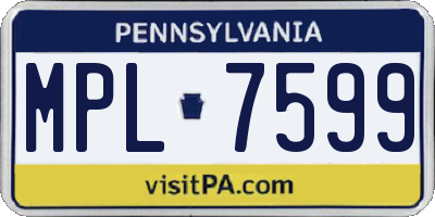 PA license plate MPL7599