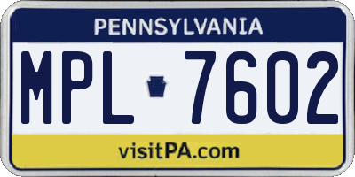 PA license plate MPL7602