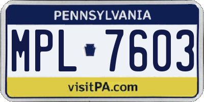 PA license plate MPL7603