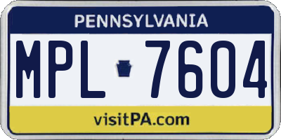PA license plate MPL7604