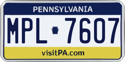 PA license plate MPL7607