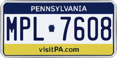 PA license plate MPL7608