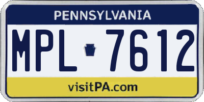 PA license plate MPL7612