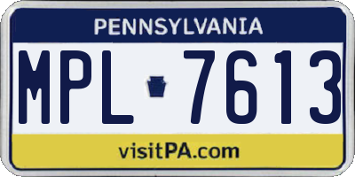 PA license plate MPL7613