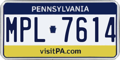 PA license plate MPL7614