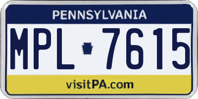 PA license plate MPL7615