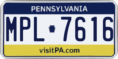 PA license plate MPL7616